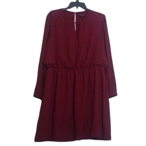 Express Burgundy Lace Accent Long Sleeved Dress Size XL